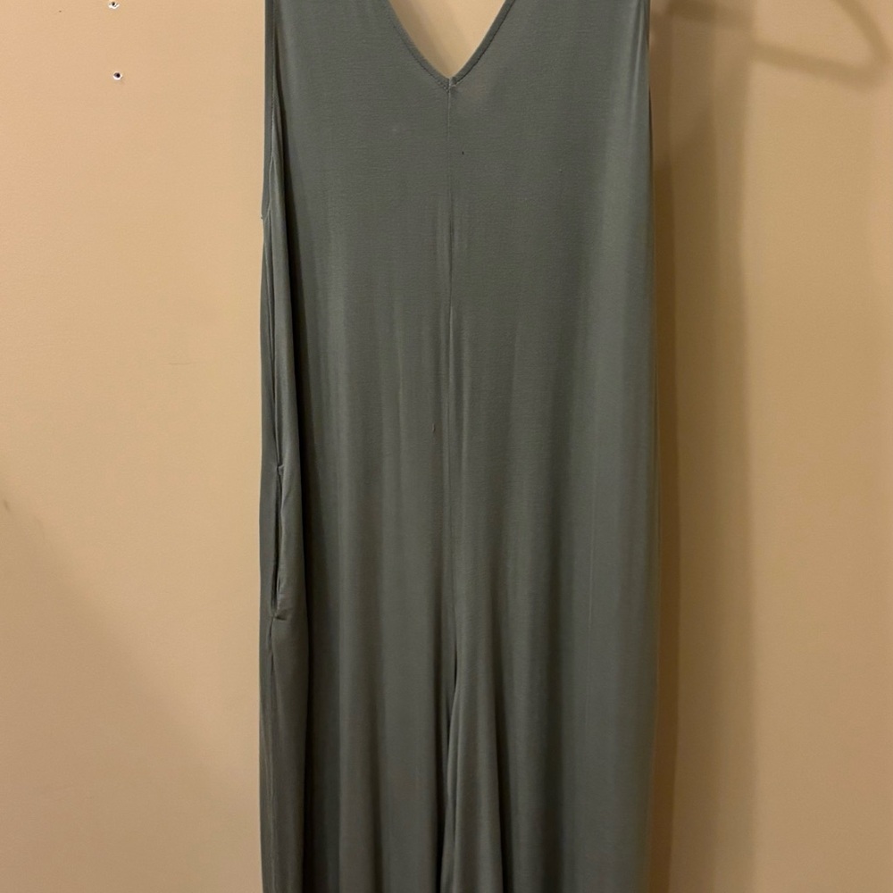 HYFVE Olive Green Wide Leg Jumpsuit Size Large | Soft Stretch Lounge Romper - Picture 2 of 5